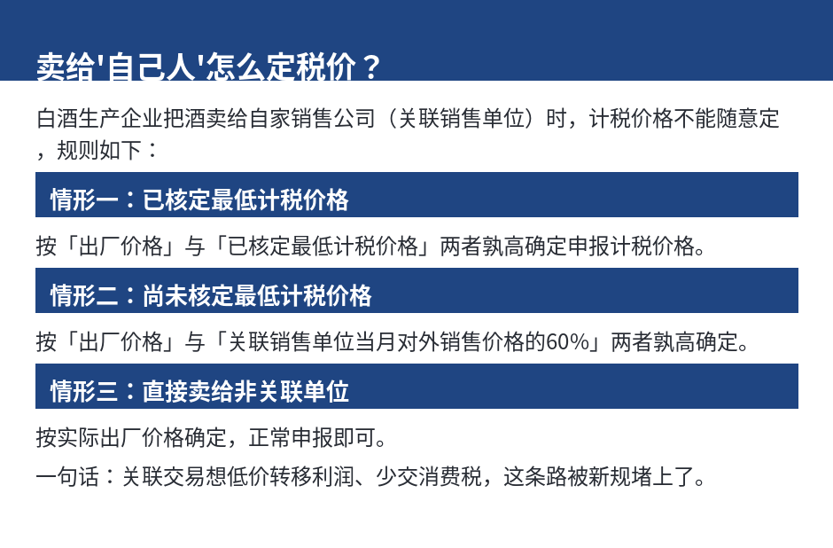 白酒关联销售计税价格确定规则