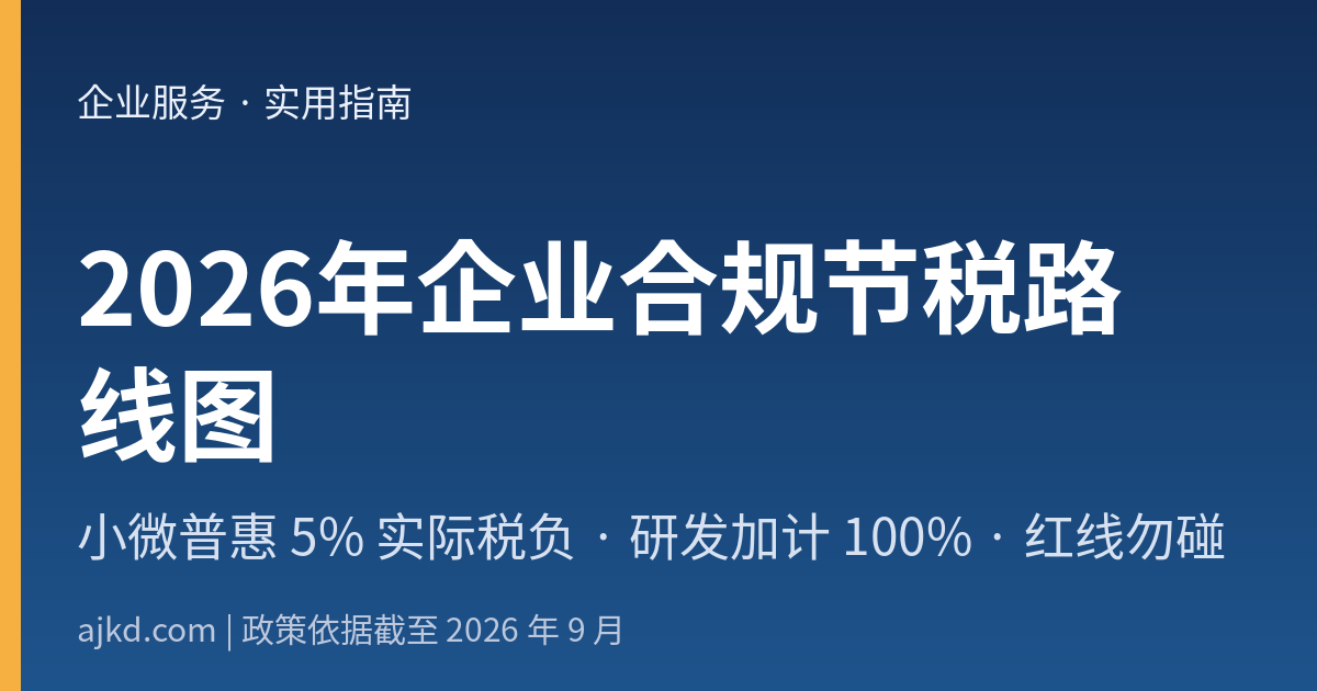 2026年企业合规节税路线图